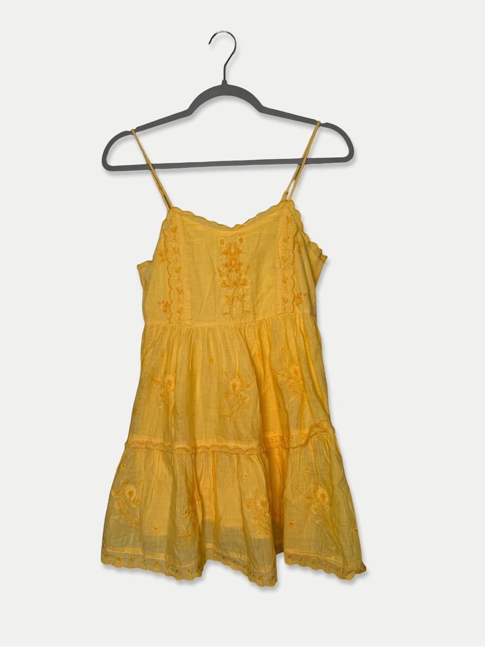 Urban Outfitters Mini Dress Size XS Yellow Color Embroidered Cotton NWT